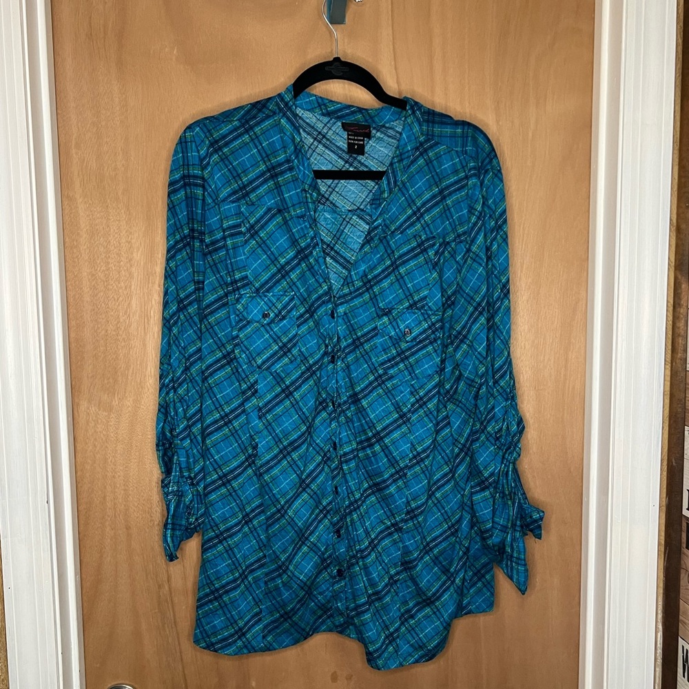 Teal plaid flannel